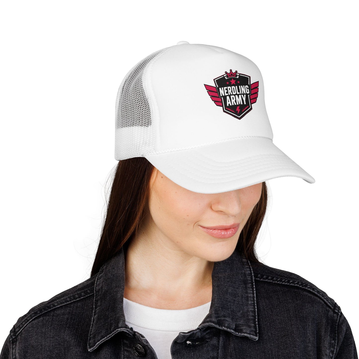 Nerdling Army Vintage Trucker Hat | Official Nerdling Army Crest Cap | Foam Snapback | Geek & Comic Fan Apparel