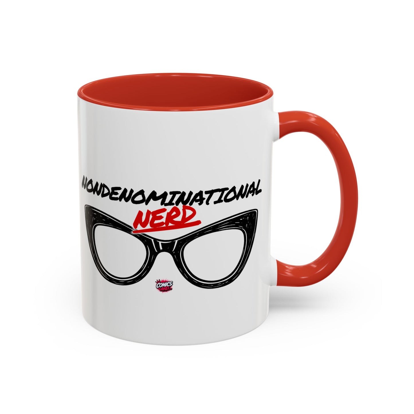 Nondenominational Nerd Mug, Funny Geek Coffee Cup, Comic Book Lover Gift, Nerdy Fandom Mug, Comics And Merch - Color Rim Option