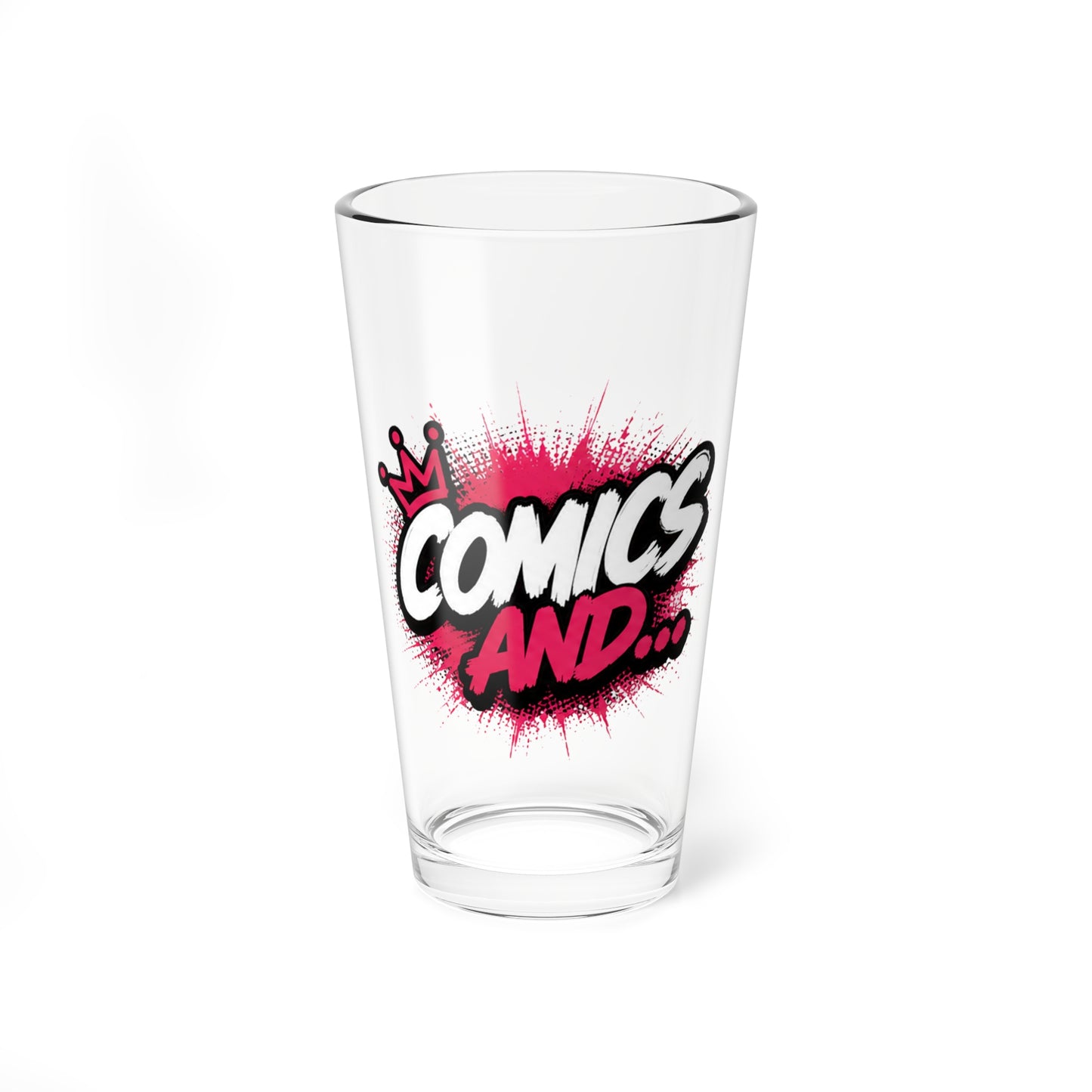 Comics And... 16oz Pint Glass | Official Comics And Logo Mixing Glass | Comic Book Fan Drinkware | Beer & Cocktail Glass