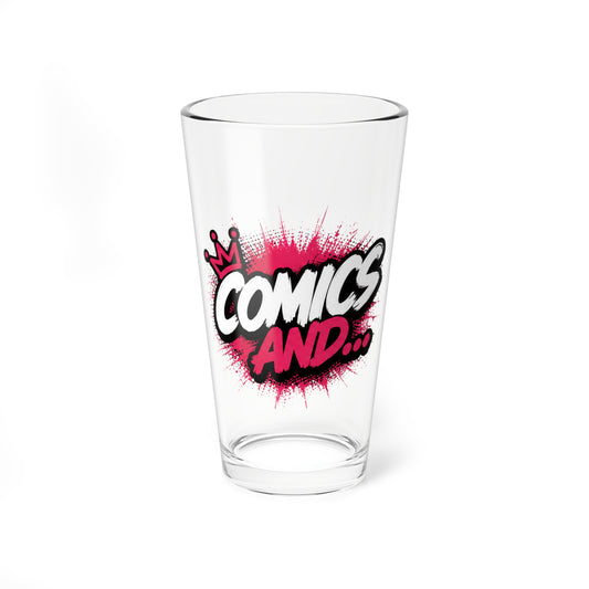 Comics And... 16oz Pint Glass | Official Comics And Logo Mixing Glass | Comic Book Fan Drinkware | Beer & Cocktail Glass