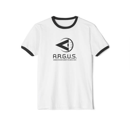 DC Comics Peacemaker Series A.R.G.U.S Unisex Ringer Tee, HBO Max Fan Shirt, Advanced Research Group, Superhero Comic Book Apparel