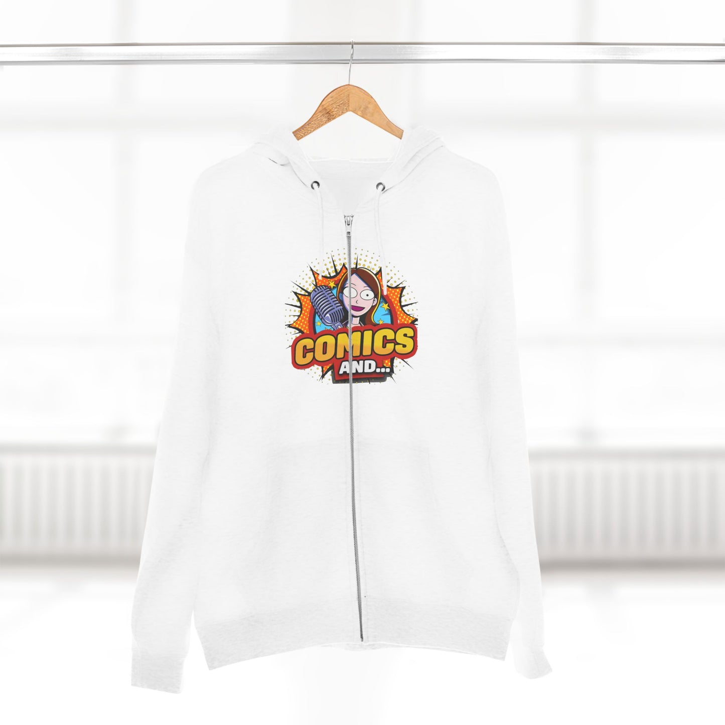 COMICS AND Official Unisex Zip Hoodie, YouTuber Merch, Hooded Sweatshirt, Zip-Up Jacket, Comic Book Lover Gift