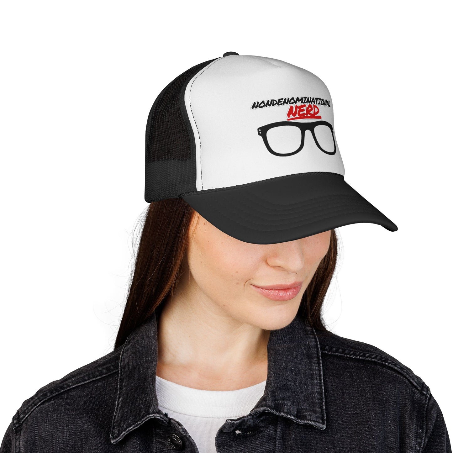 Nondenominational Nerd Trucker Hat | Funny Geek Mesh Cap | Nerd Glasses Hat | Comic Book Hat | Gamer Cap | Geek Gift
