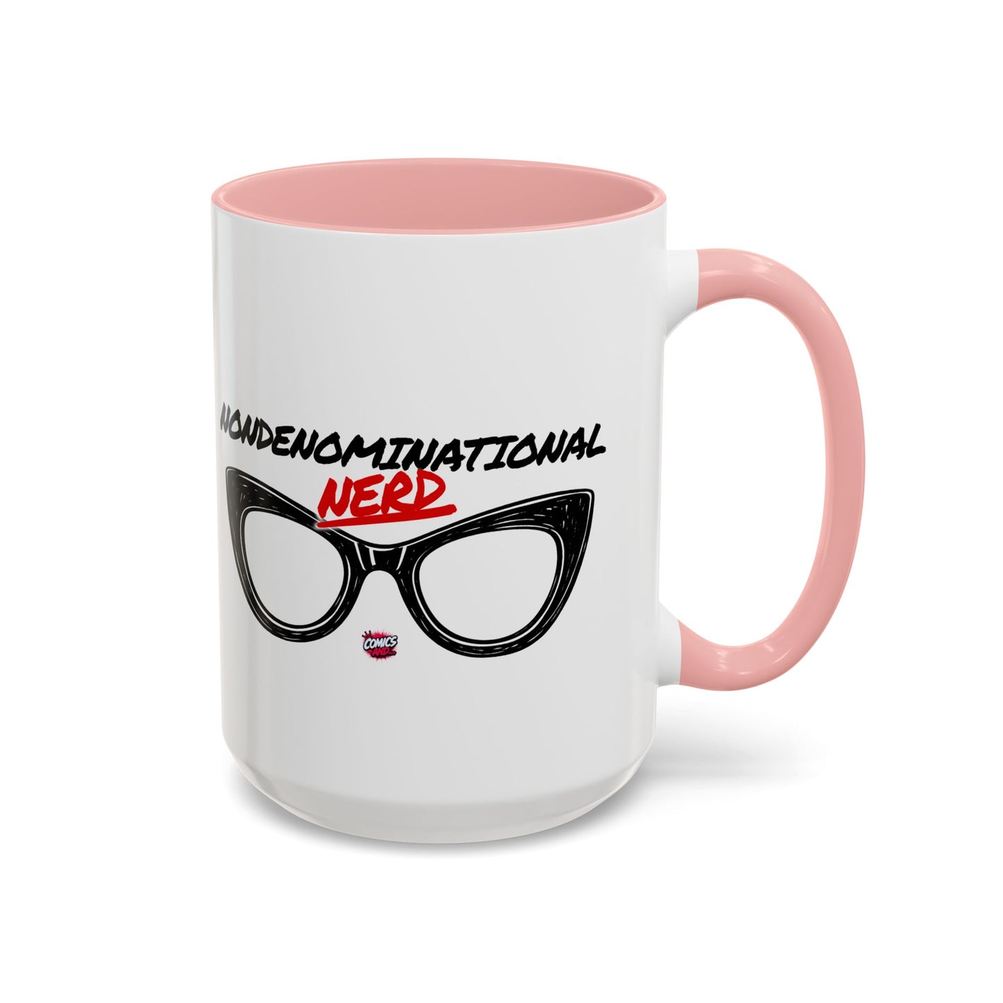 Nondenominational Nerd Mug, Funny Geek Coffee Cup, Comic Book Lover Gift, Nerdy Fandom Mug, Comics And Merch - Color Rim Option