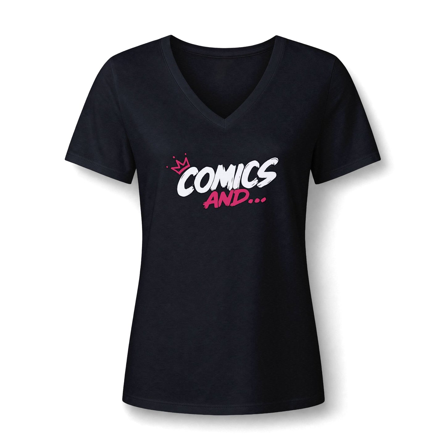Comics And... Women's Relaxed V-Neck T-Shirt | Official Comics And Logo Tee | Comic Book Fan Shirt | Geek Apparel