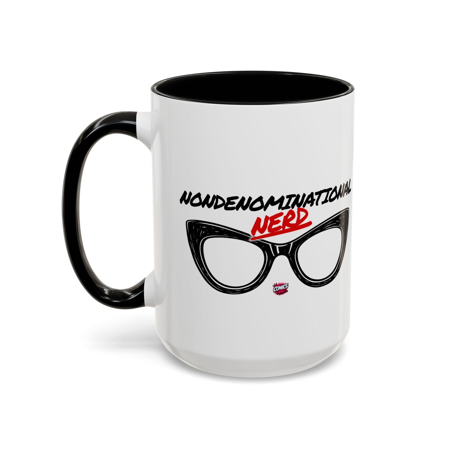 Nondenominational Nerd Mug, Funny Geek Coffee Cup, Comic Book Lover Gift, Nerdy Fandom Mug, Comics And Merch - Color Rim Option