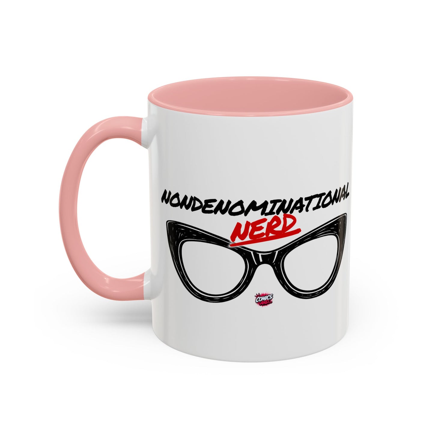 Nondenominational Nerd Mug, Funny Geek Coffee Cup, Comic Book Lover Gift, Nerdy Fandom Mug, Comics And Merch - Color Rim Option