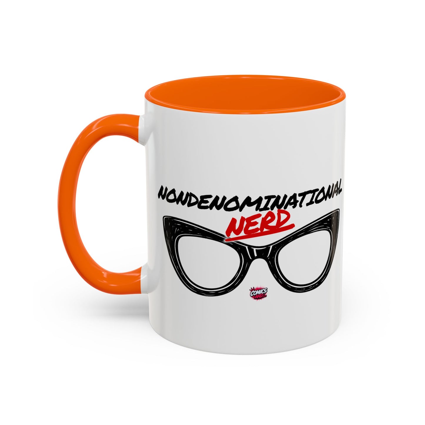 Nondenominational Nerd Mug, Funny Geek Coffee Cup, Comic Book Lover Gift, Nerdy Fandom Mug, Comics And Merch - Color Rim Option
