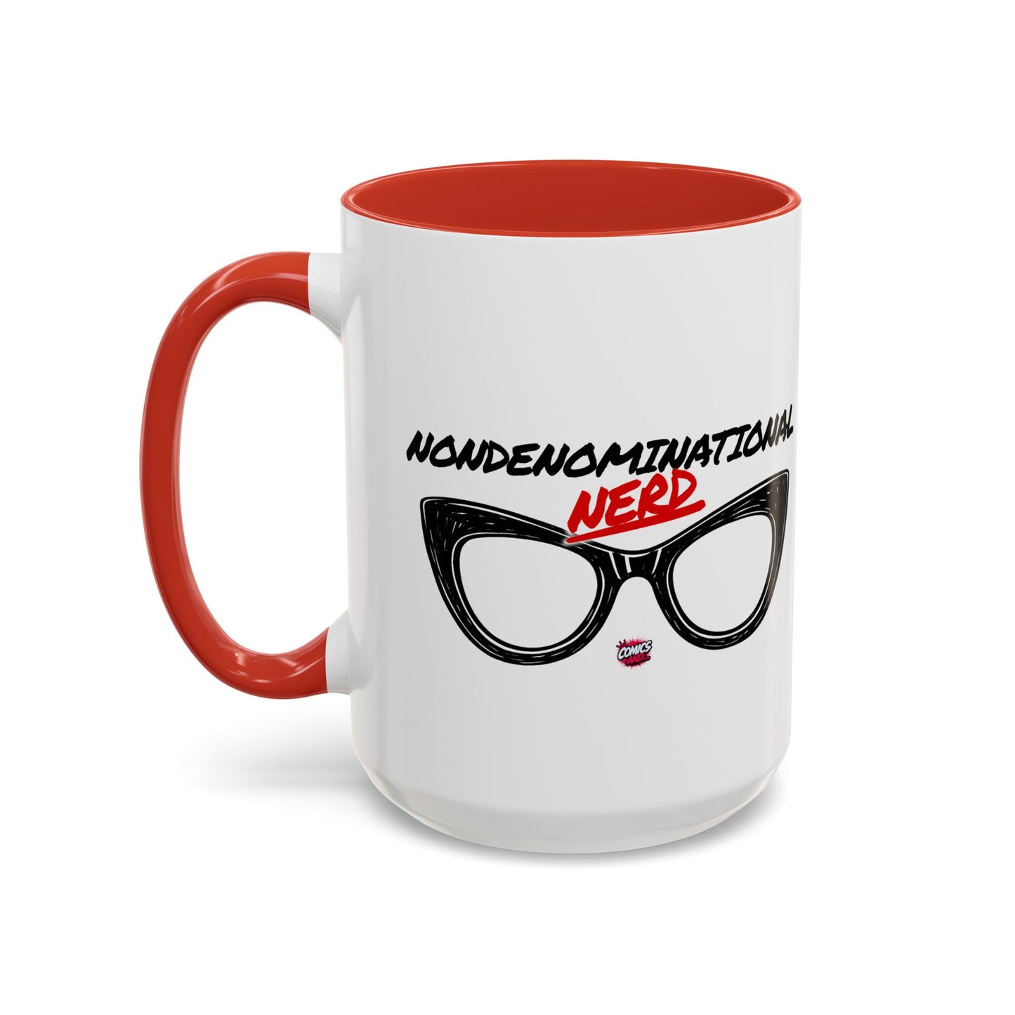Nondenominational Nerd Mug, Funny Geek Coffee Cup, Comic Book Lover Gift, Nerdy Fandom Mug, Comics And Merch - Color Rim Option