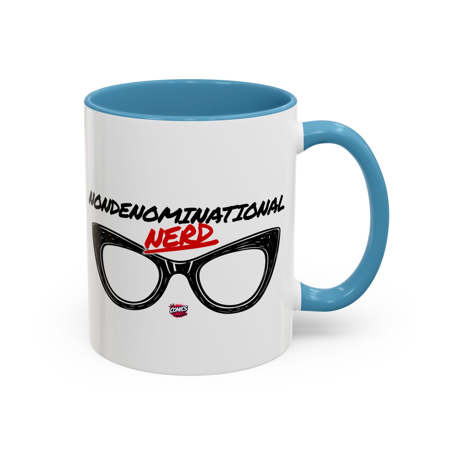 Nondenominational Nerd Mug, Funny Geek Coffee Cup, Comic Book Lover Gift, Nerdy Fandom Mug, Comics And Merch - Color Rim Option