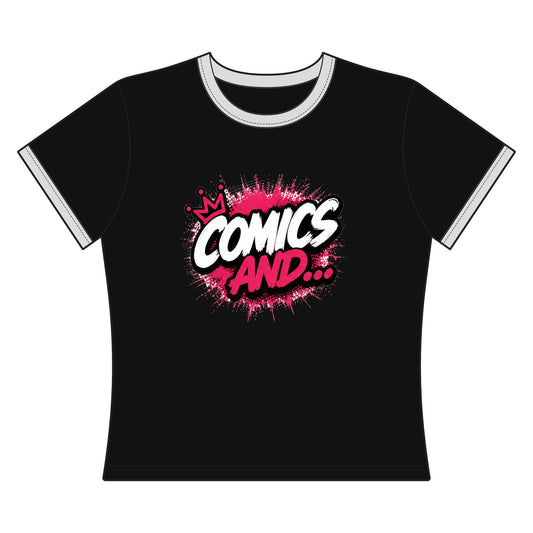 Official Comics And... Cropped Ringer Tee | Women's Retro Comic Book Shirt | Cropped Graphic Tee | Geek Fashion | Nerd Apparel