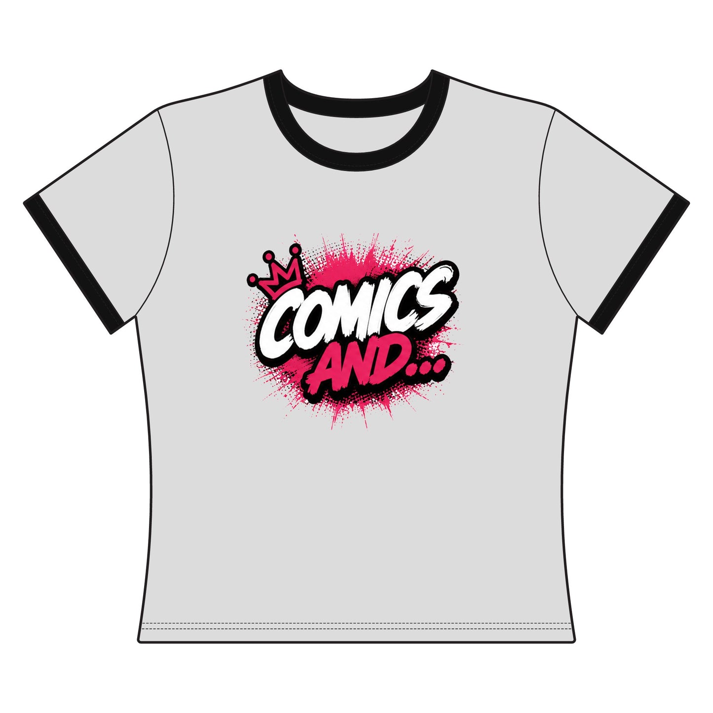 Official Comics And... Cropped Ringer Tee | Women's Retro Comic Book Shirt | Cropped Graphic Tee | Geek Fashion | Nerd Apparel