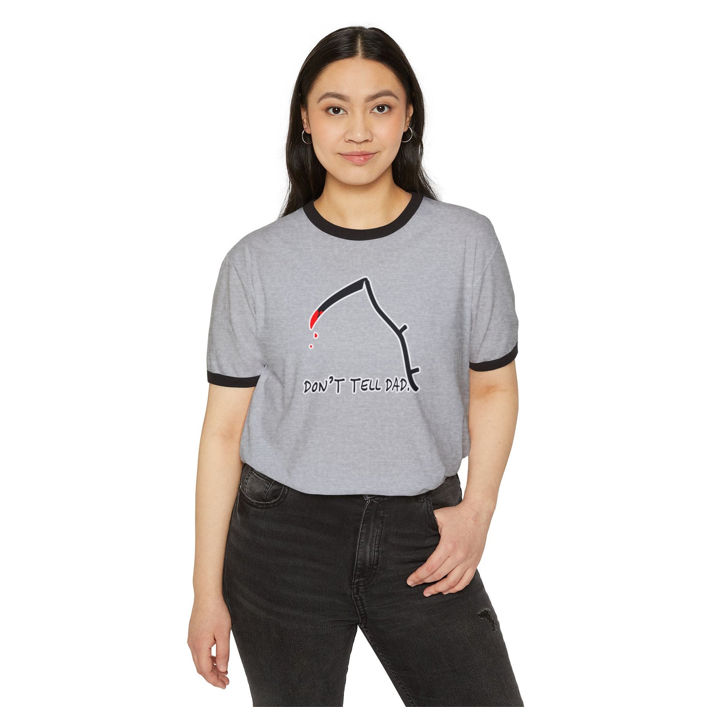 REVIVAL EM CYPRESS Funny Ringer T-Shirt - Don't Tell Dad, Unisex Gift, Casual Wear, Humor Tee, Birthday,