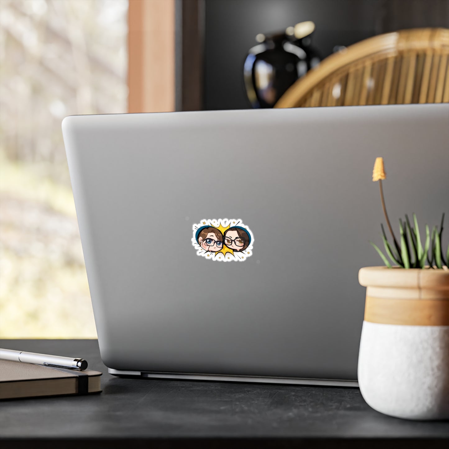 Plotholes & Payoffs chibi logo Mug | Podcast coffee cup, comic burst design