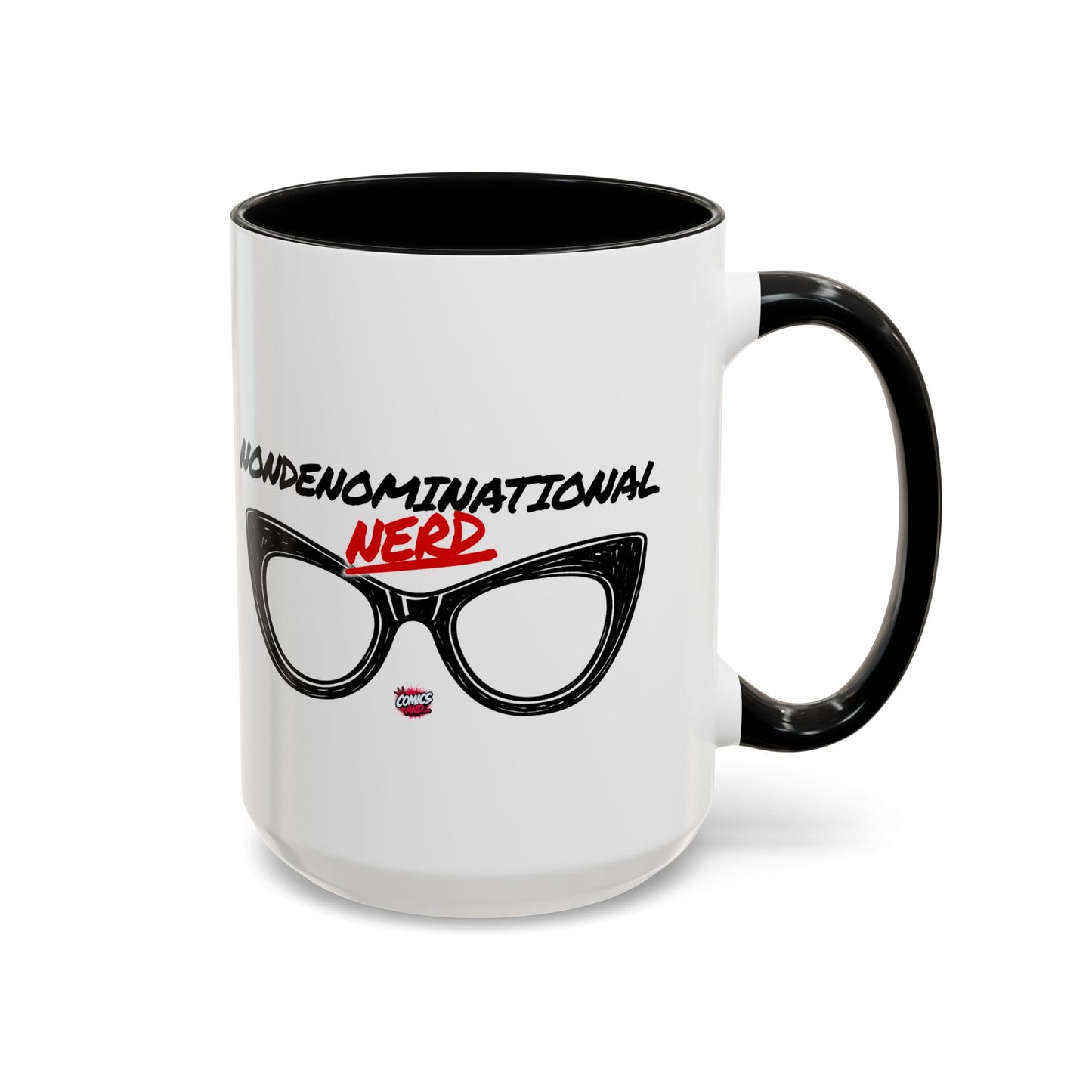 Nondenominational Nerd Mug, Funny Geek Coffee Cup, Comic Book Lover Gift, Nerdy Fandom Mug, Comics And Merch - Color Rim Option