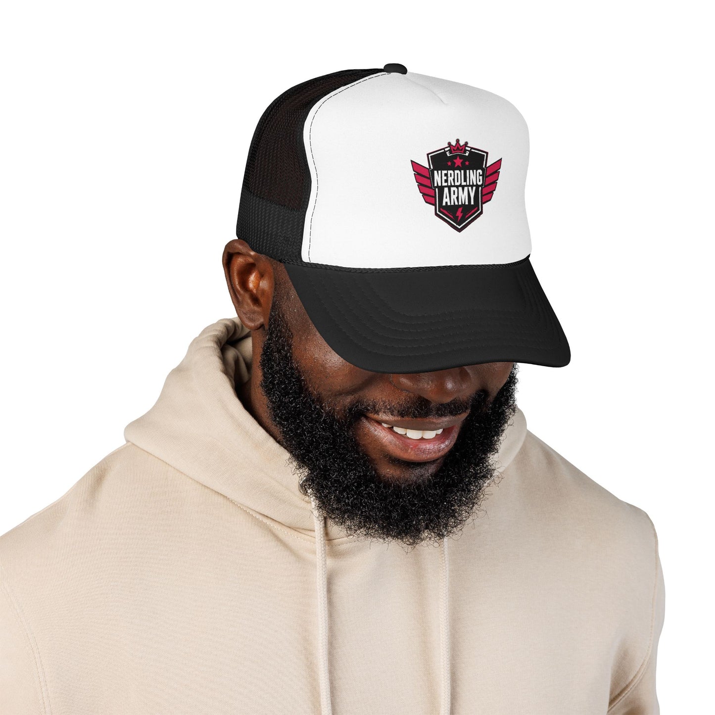 Nerdling Army Vintage Trucker Hat | Official Nerdling Army Crest Cap | Foam Snapback | Geek & Comic Fan Apparel