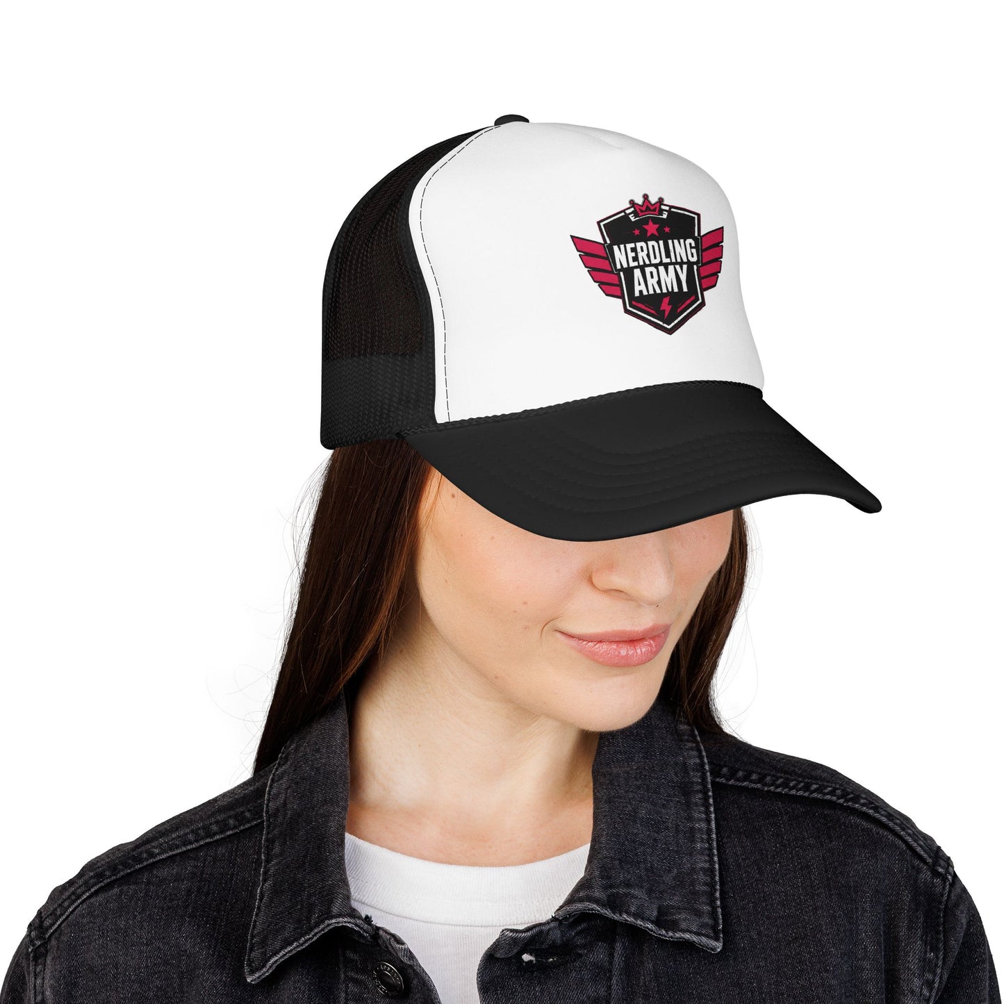 Nerdling Army Vintage Trucker Hat | Official Nerdling Army Crest Cap | Foam Snapback | Geek & Comic Fan Apparel