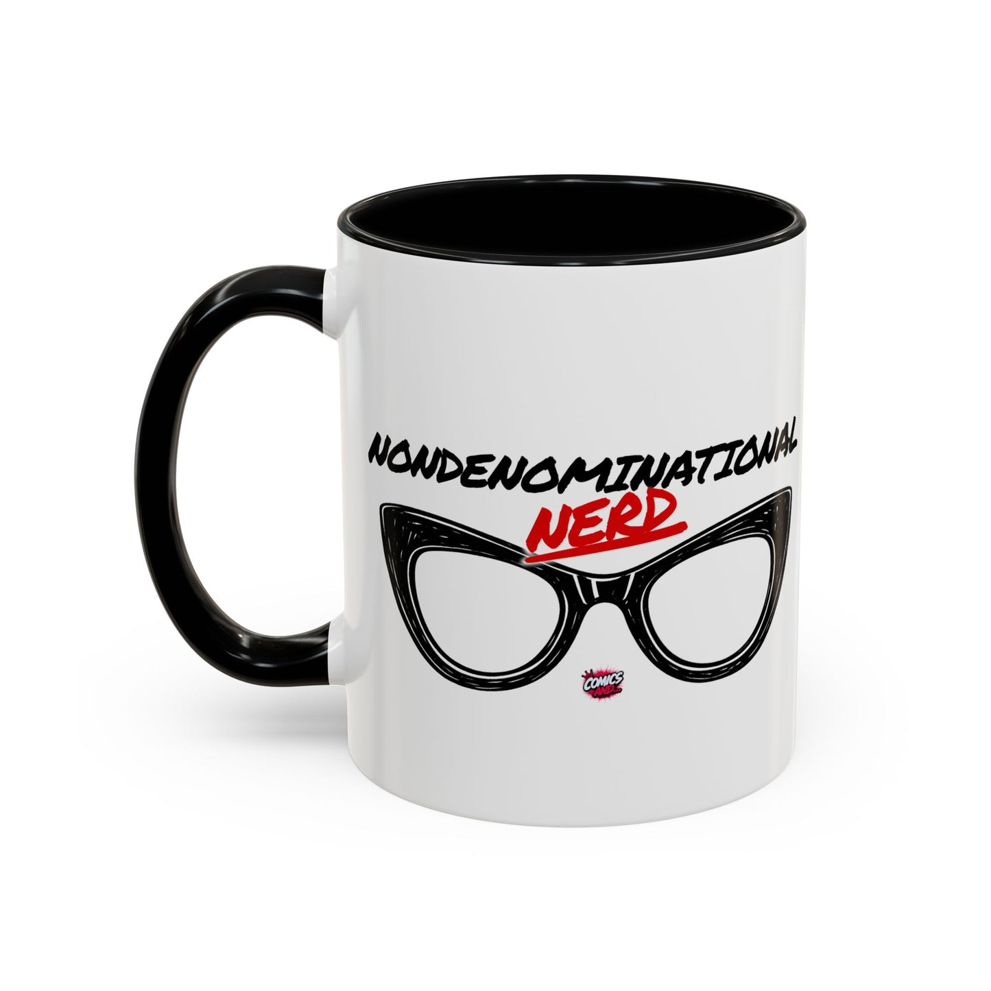 Nondenominational Nerd Mug, Funny Geek Coffee Cup, Comic Book Lover Gift, Nerdy Fandom Mug, Comics And Merch - Color Rim Option