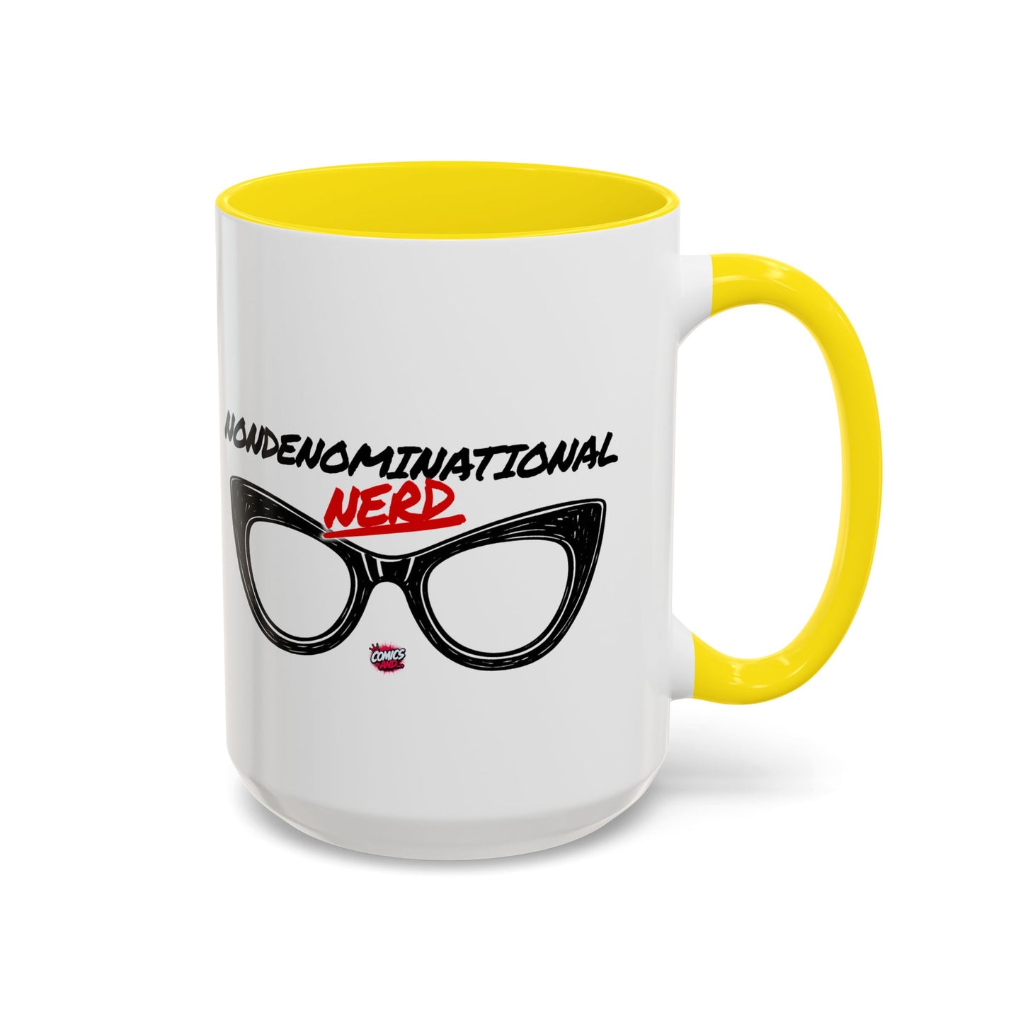Nondenominational Nerd Mug, Funny Geek Coffee Cup, Comic Book Lover Gift, Nerdy Fandom Mug, Comics And Merch - Color Rim Option