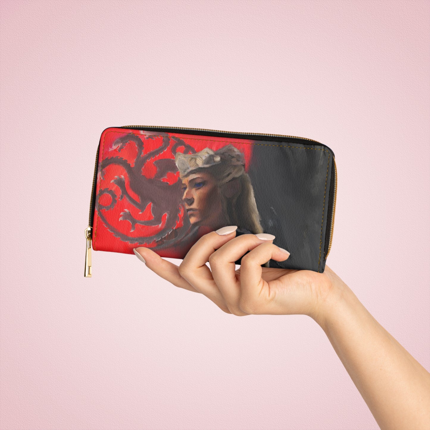 Zipper Wallet, House of the Dragon Inspired Wallet, Queen Rhaenyra Targaryen, Coin Purse, Card Holder, Game of Thrones Gift, Dragon Lover