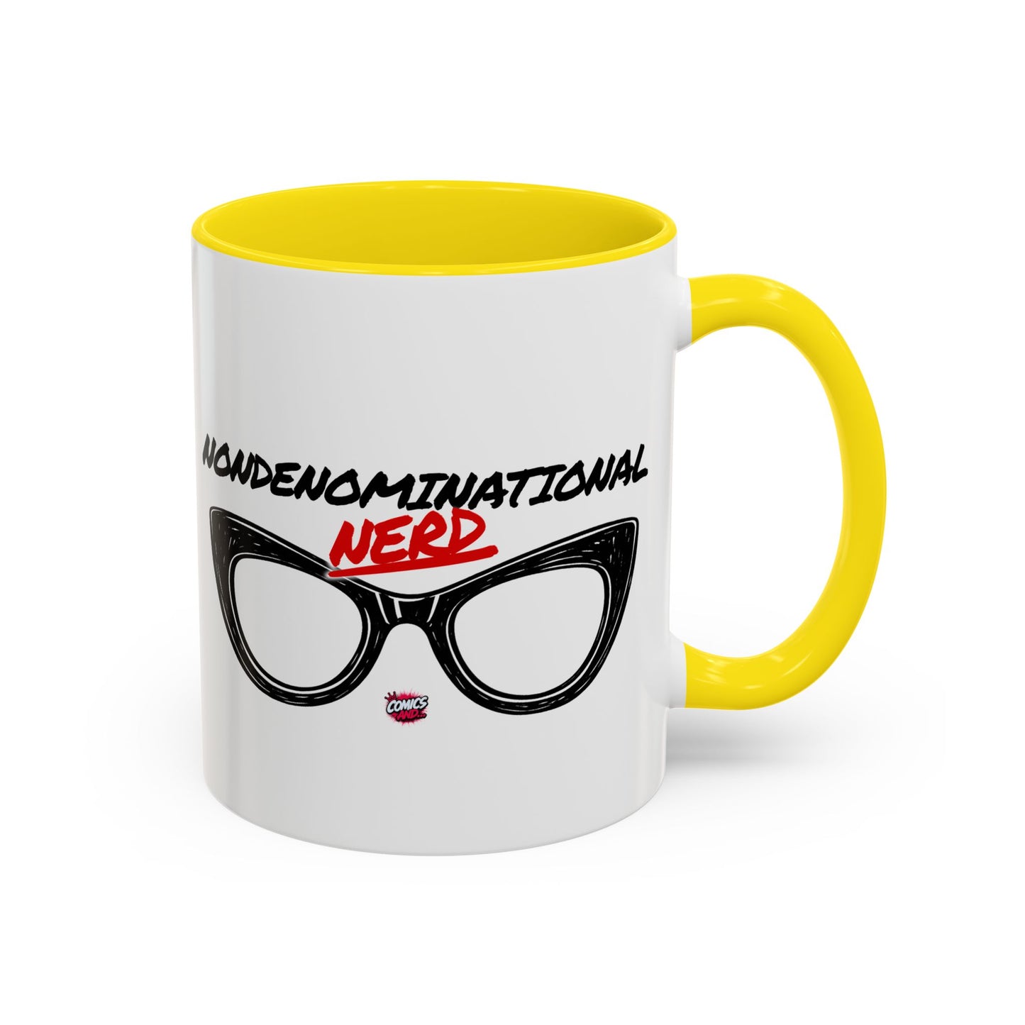 Nondenominational Nerd Mug, Funny Geek Coffee Cup, Comic Book Lover Gift, Nerdy Fandom Mug, Comics And Merch - Color Rim Option