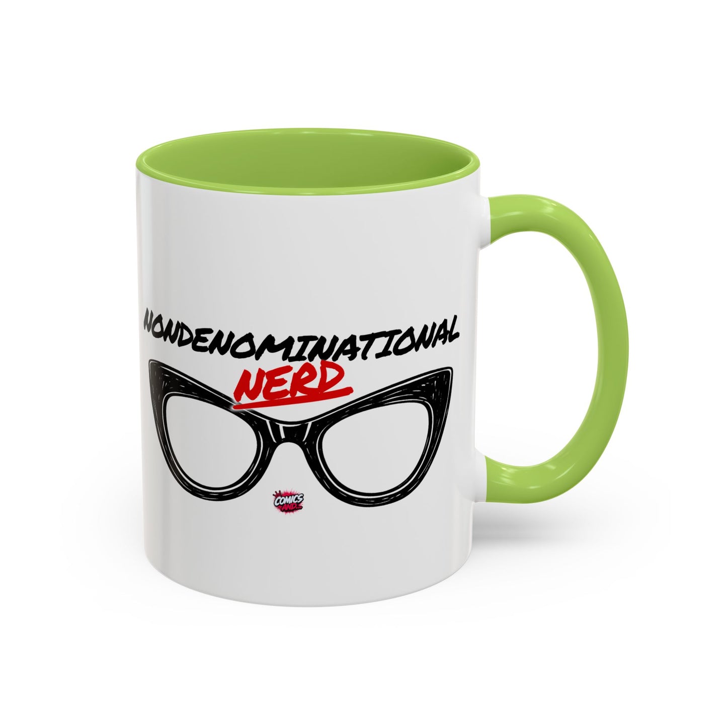 Nondenominational Nerd Mug, Funny Geek Coffee Cup, Comic Book Lover Gift, Nerdy Fandom Mug, Comics And Merch - Color Rim Option