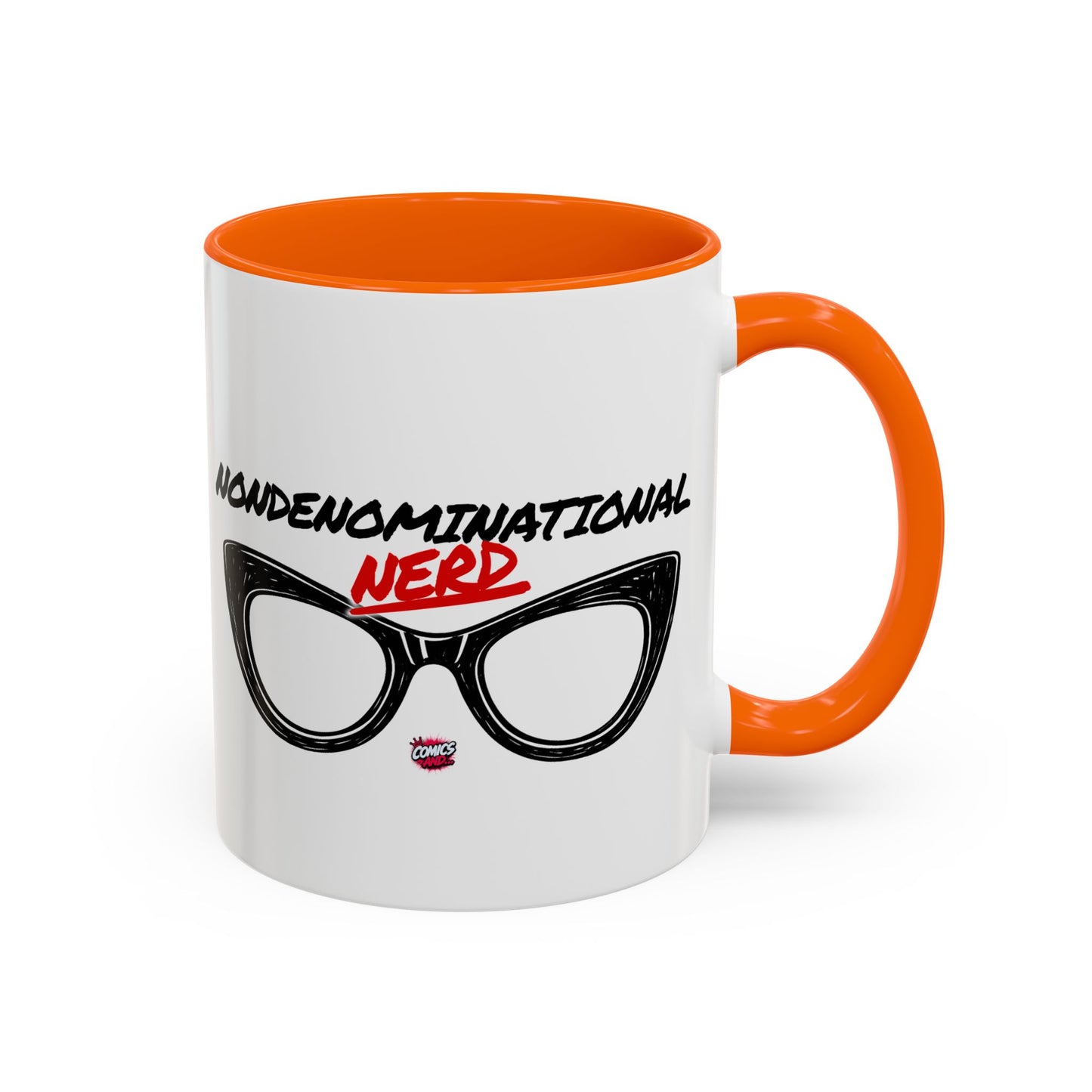 Nondenominational Nerd Mug, Funny Geek Coffee Cup, Comic Book Lover Gift, Nerdy Fandom Mug, Comics And Merch - Color Rim Option