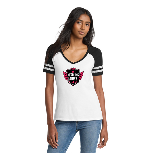 Nerdling Army Women's Vintage V-Neck Tee | Official Comics And... Shirt | Geek Girl Graphic Tee | Comic Fan Apparel | Nerd Gift