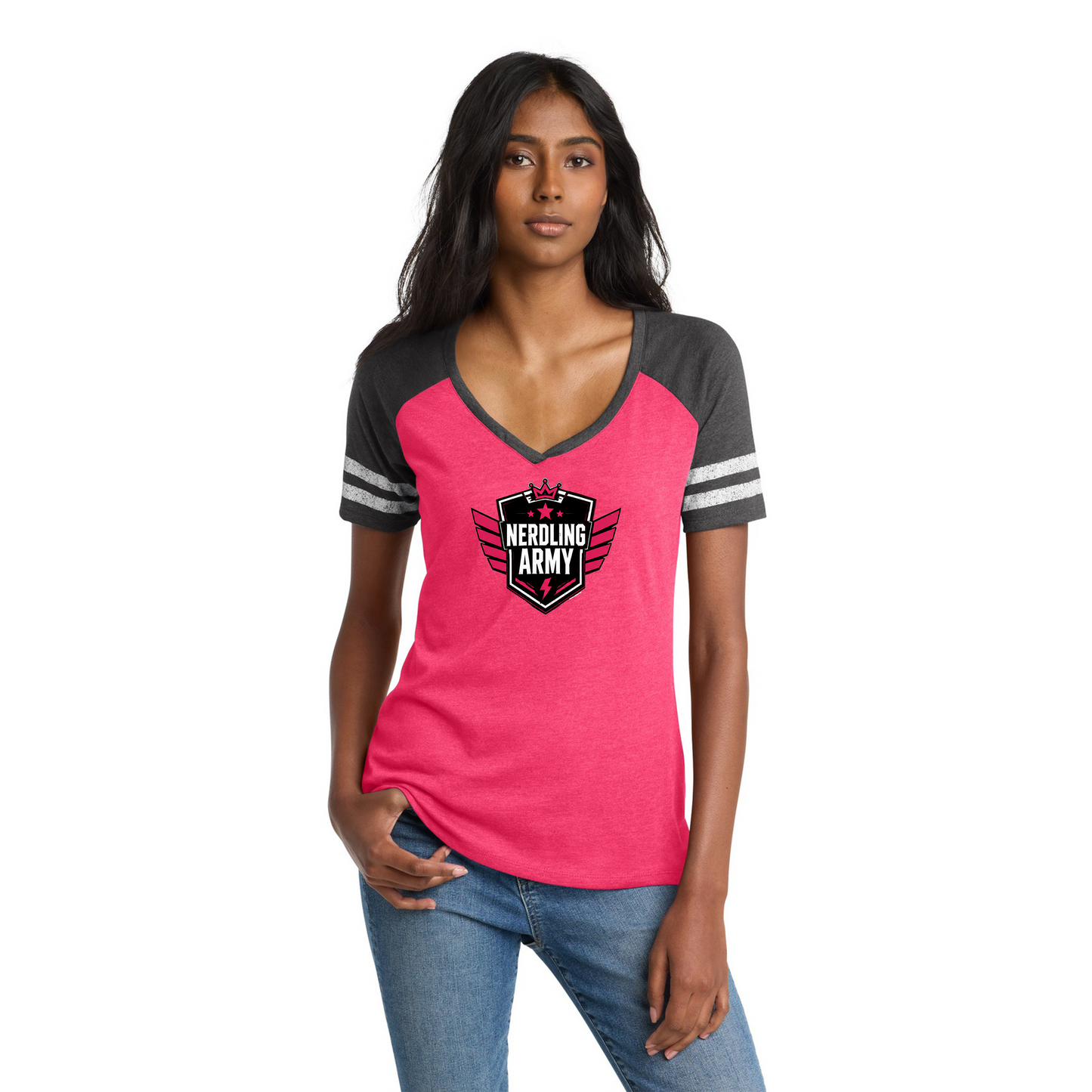 Nerdling Army Women's Vintage V-Neck Tee | Official Comics And... Shirt | Geek Girl Graphic Tee | Comic Fan Apparel | Nerd Gift
