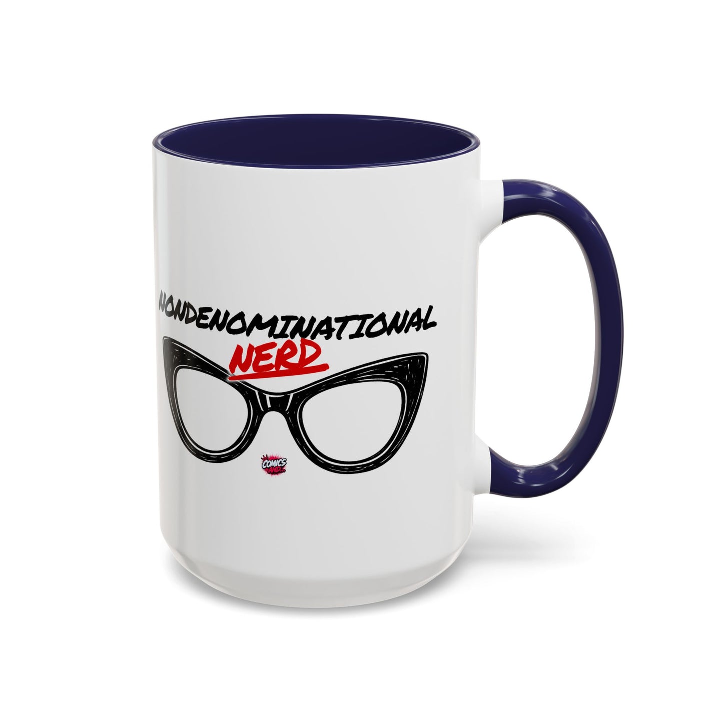 Nondenominational Nerd Mug, Funny Geek Coffee Cup, Comic Book Lover Gift, Nerdy Fandom Mug, Comics And Merch - Color Rim Option