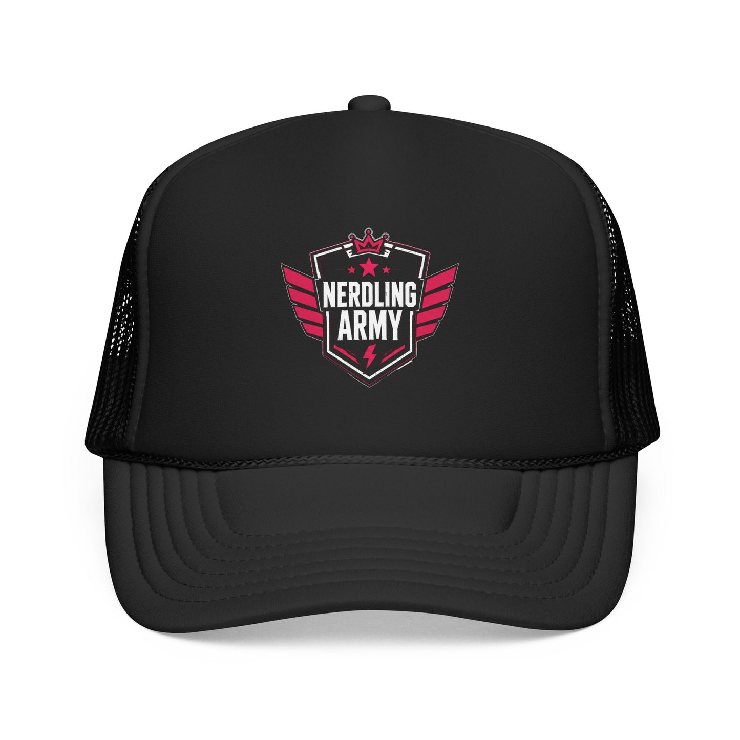 Nerdling Army Vintage Trucker Hat | Official Nerdling Army Crest Cap | Foam Snapback | Geek & Comic Fan Apparel