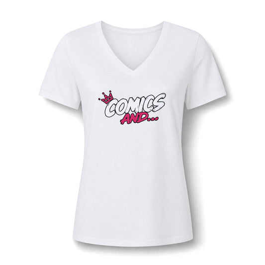 Comics And... Women's Relaxed V-Neck T-Shirt | Official Comics And Logo Tee | Comic Book Fan Shirt | Geek Apparel
