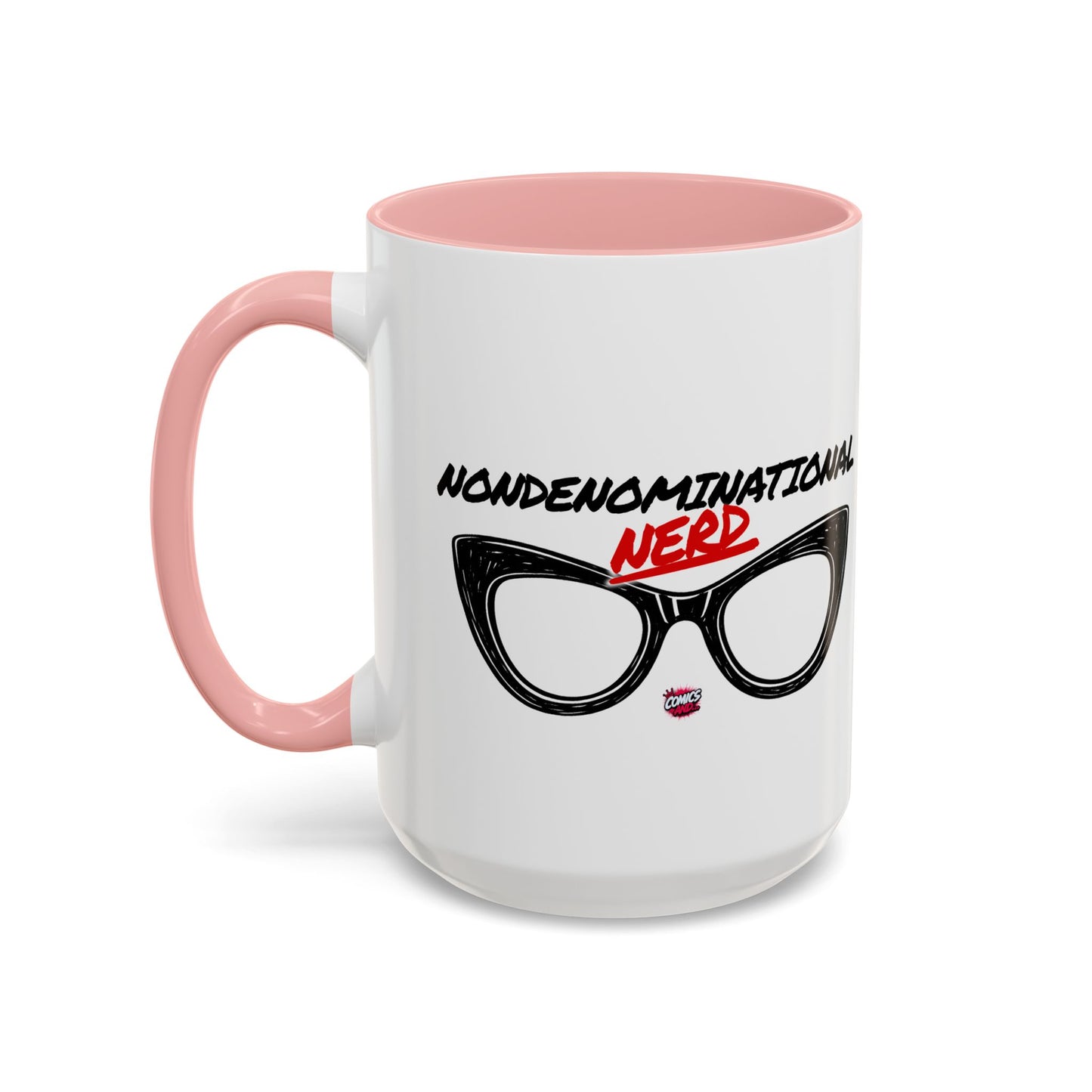 Nondenominational Nerd Mug, Funny Geek Coffee Cup, Comic Book Lover Gift, Nerdy Fandom Mug, Comics And Merch - Color Rim Option