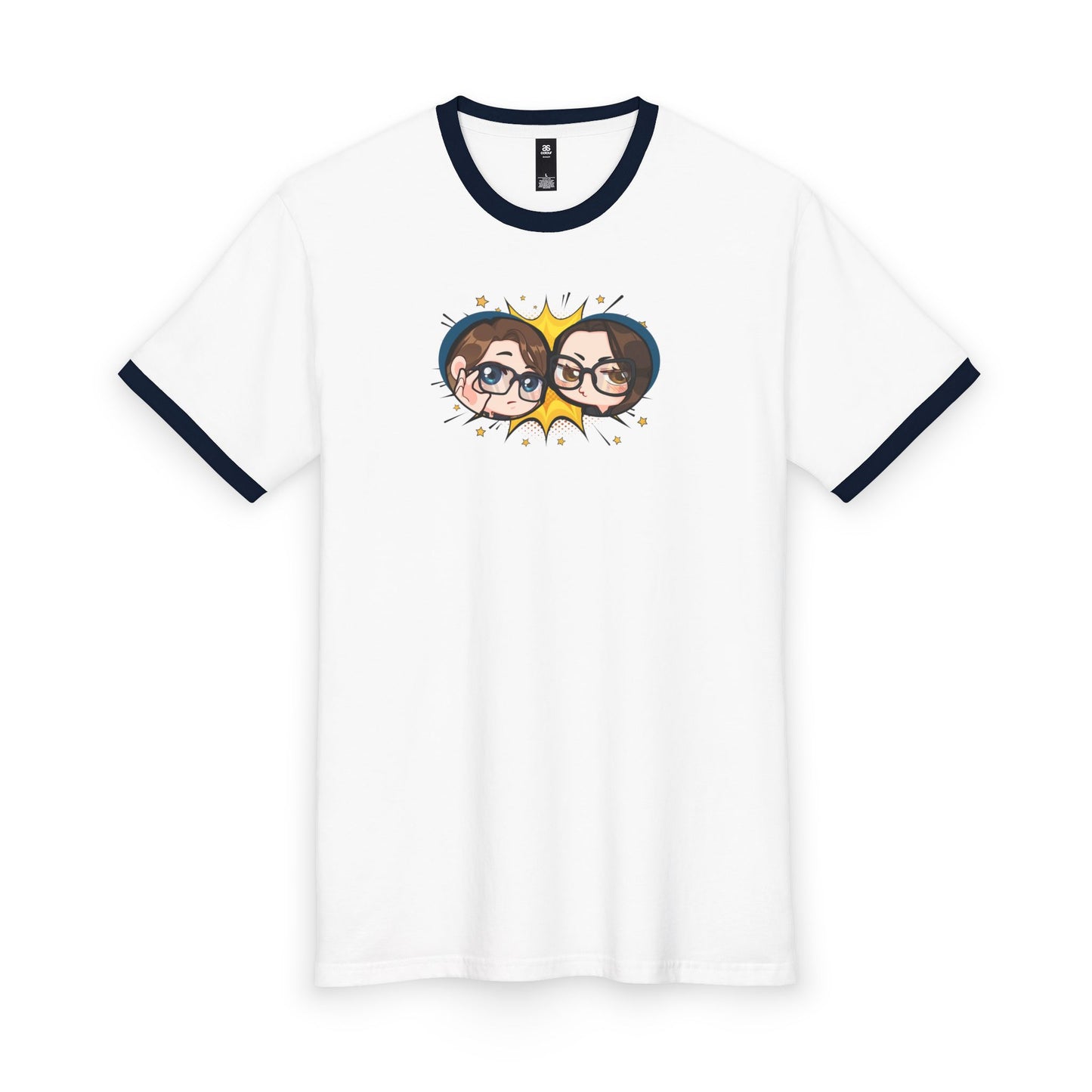 Plot Holes & Payoffs Chibi Ringer Tee | Official Comics And... Podcast Shirt | Retro Geek T-Shirt | Comic Book Podcast Merch | Nerd Gift