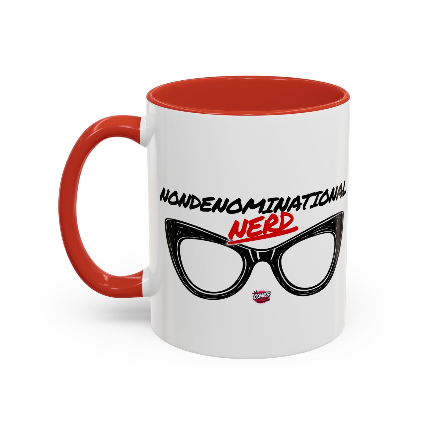 Nondenominational Nerd Mug, Funny Geek Coffee Cup, Comic Book Lover Gift, Nerdy Fandom Mug, Comics And Merch - Color Rim Option