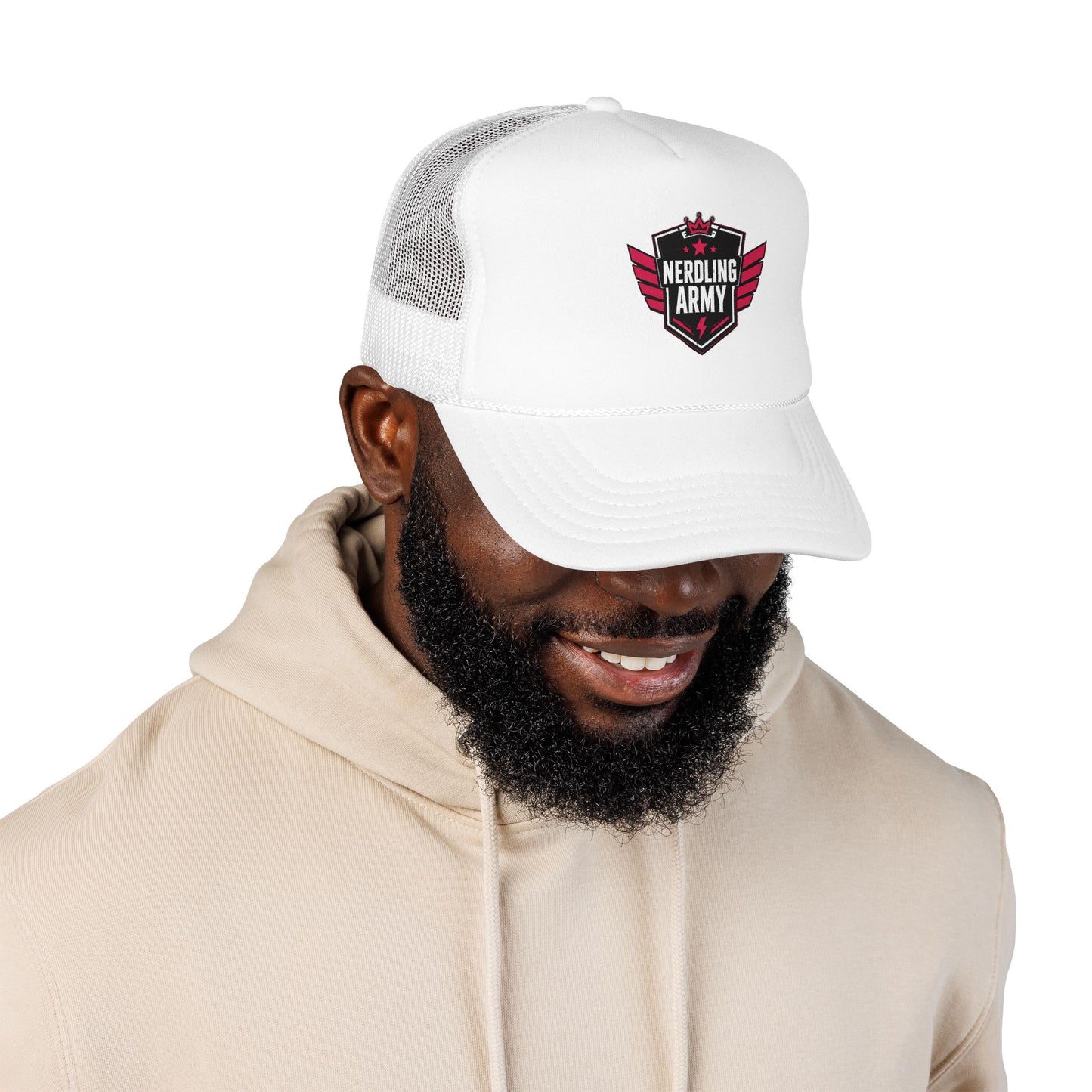 Nerdling Army Vintage Trucker Hat | Official Nerdling Army Crest Cap | Foam Snapback | Geek & Comic Fan Apparel