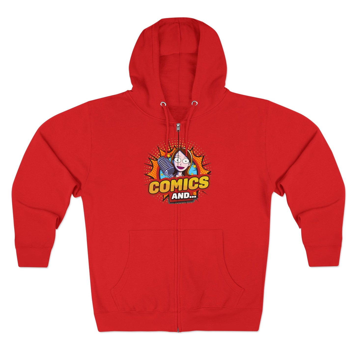 COMICS AND Official Unisex Zip Hoodie, YouTuber Merch, Hooded Sweatshirt, Zip-Up Jacket, Comic Book Lover Gift