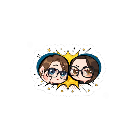 Plotholes & Payoffs chibi logo Mug | Podcast coffee cup, comic burst design