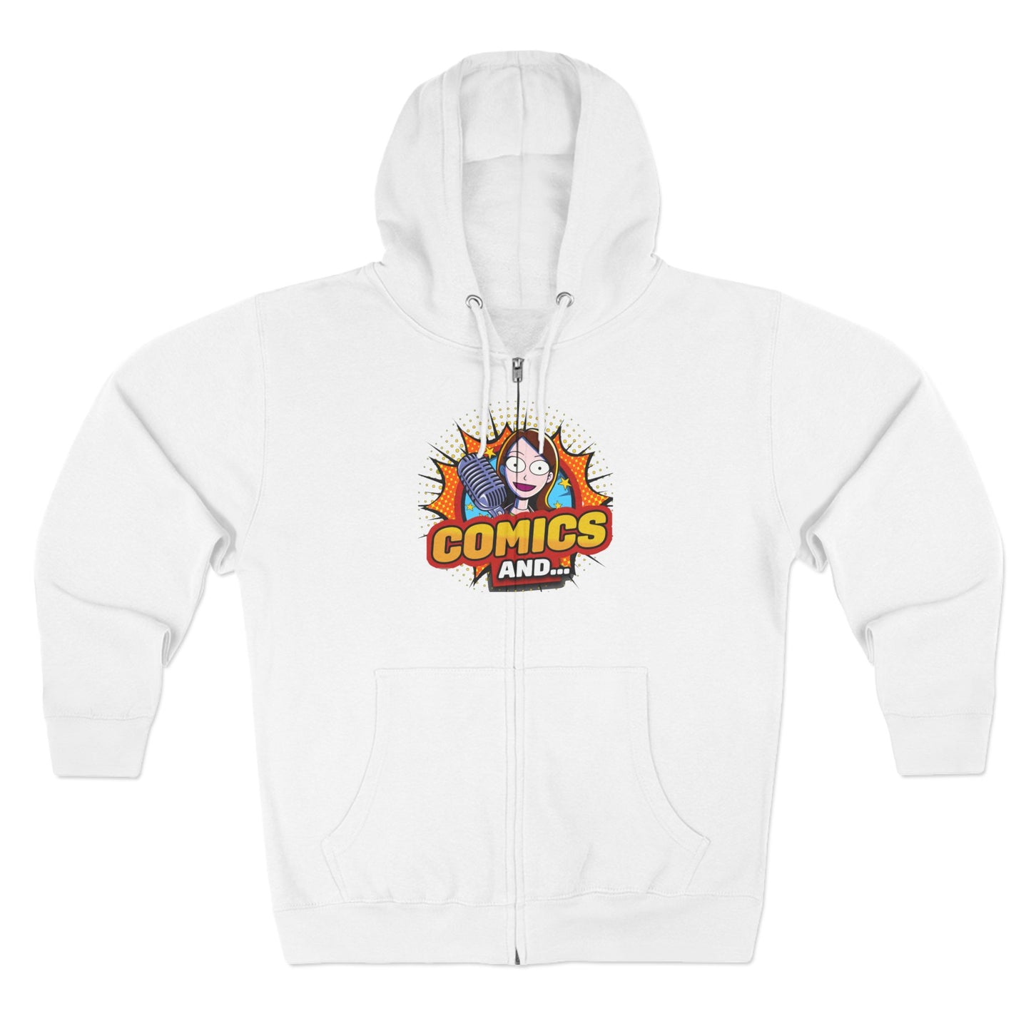 COMICS AND Official Unisex Zip Hoodie, YouTuber Merch, Hooded Sweatshirt, Zip-Up Jacket, Comic Book Lover Gift