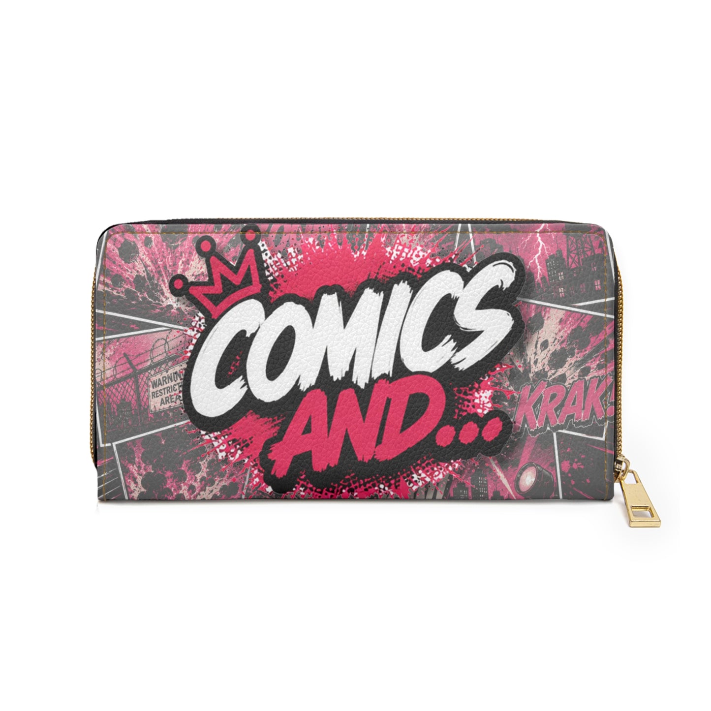 Comics And Zip Wallet, Comic Book Graffiti Wallet, Pink Black Nerd Wallet, Geek Gift for Women, Comic Lover Gift, Pop Art Wallet
