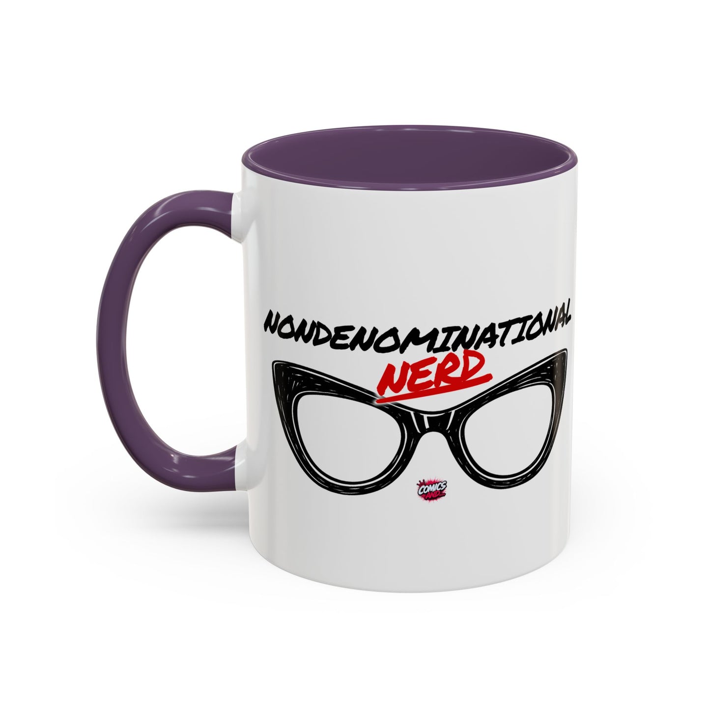 Nondenominational Nerd Mug, Funny Geek Coffee Cup, Comic Book Lover Gift, Nerdy Fandom Mug, Comics And Merch - Color Rim Option