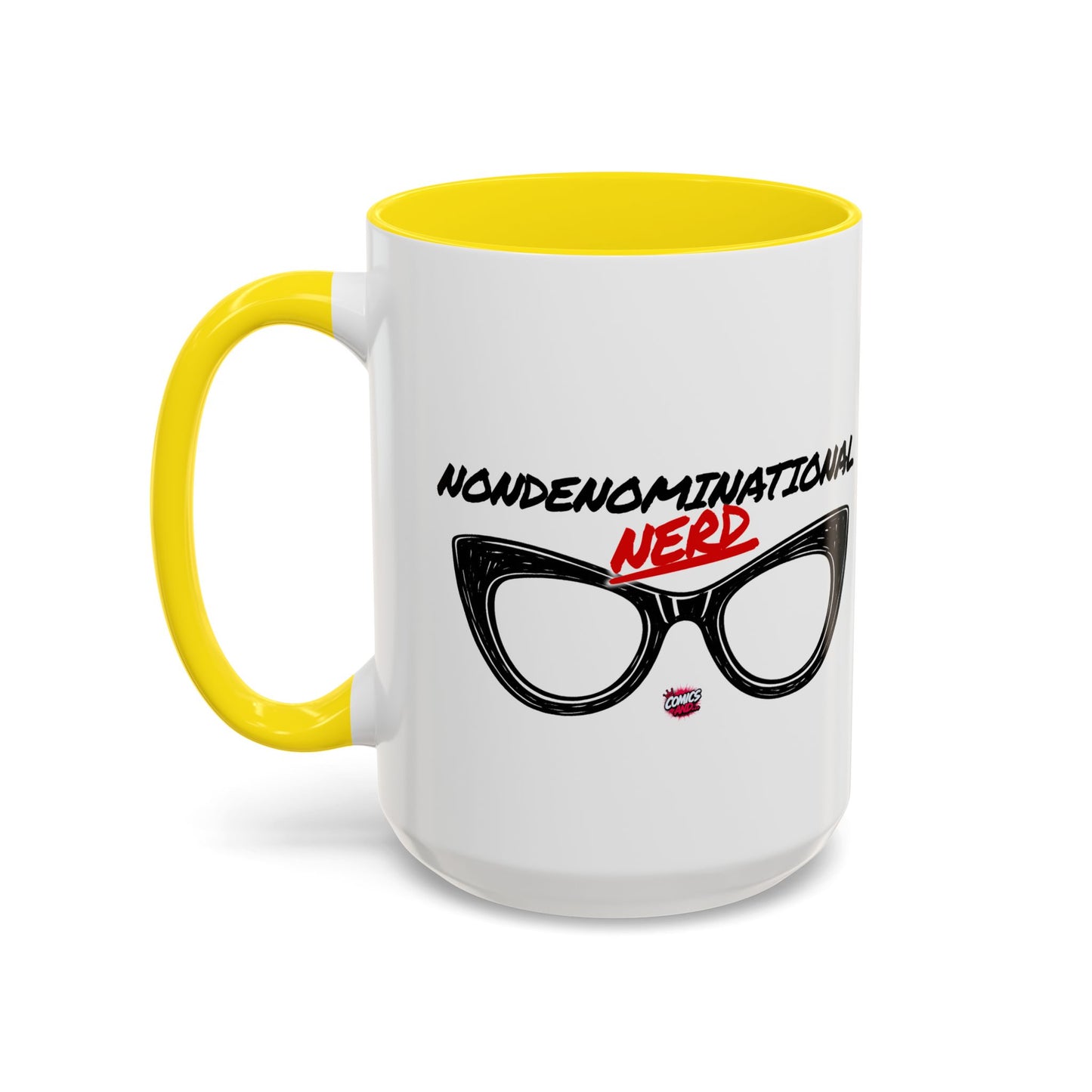 Nondenominational Nerd Mug, Funny Geek Coffee Cup, Comic Book Lover Gift, Nerdy Fandom Mug, Comics And Merch - Color Rim Option