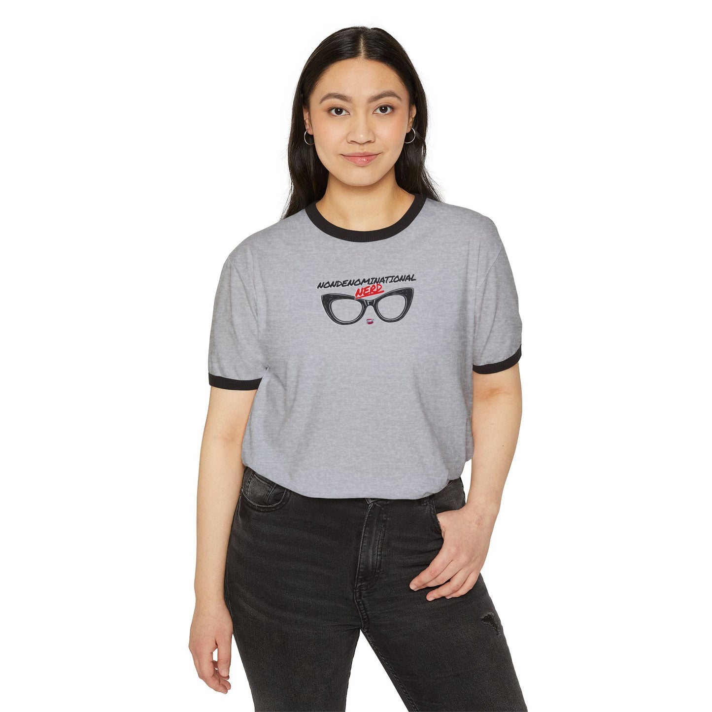 Nondenominational Nerd Ringer Tee, Funny Geek Shirt, Retro Nerdy T-Shirt, Comic Book Lover Gift, Comics And Graphic Tee