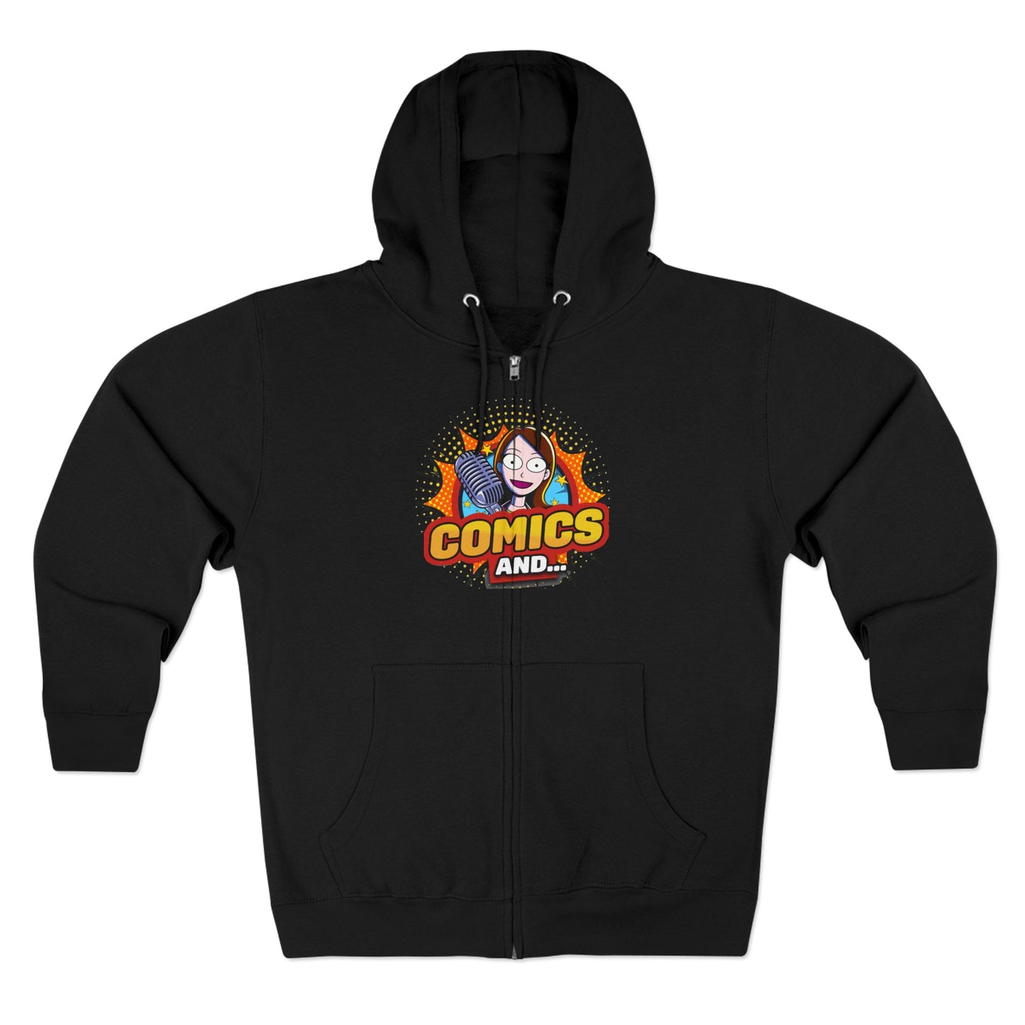 COMICS AND Official Unisex Zip Hoodie, YouTuber Merch, Hooded Sweatshirt, Zip-Up Jacket, Comic Book Lover Gift