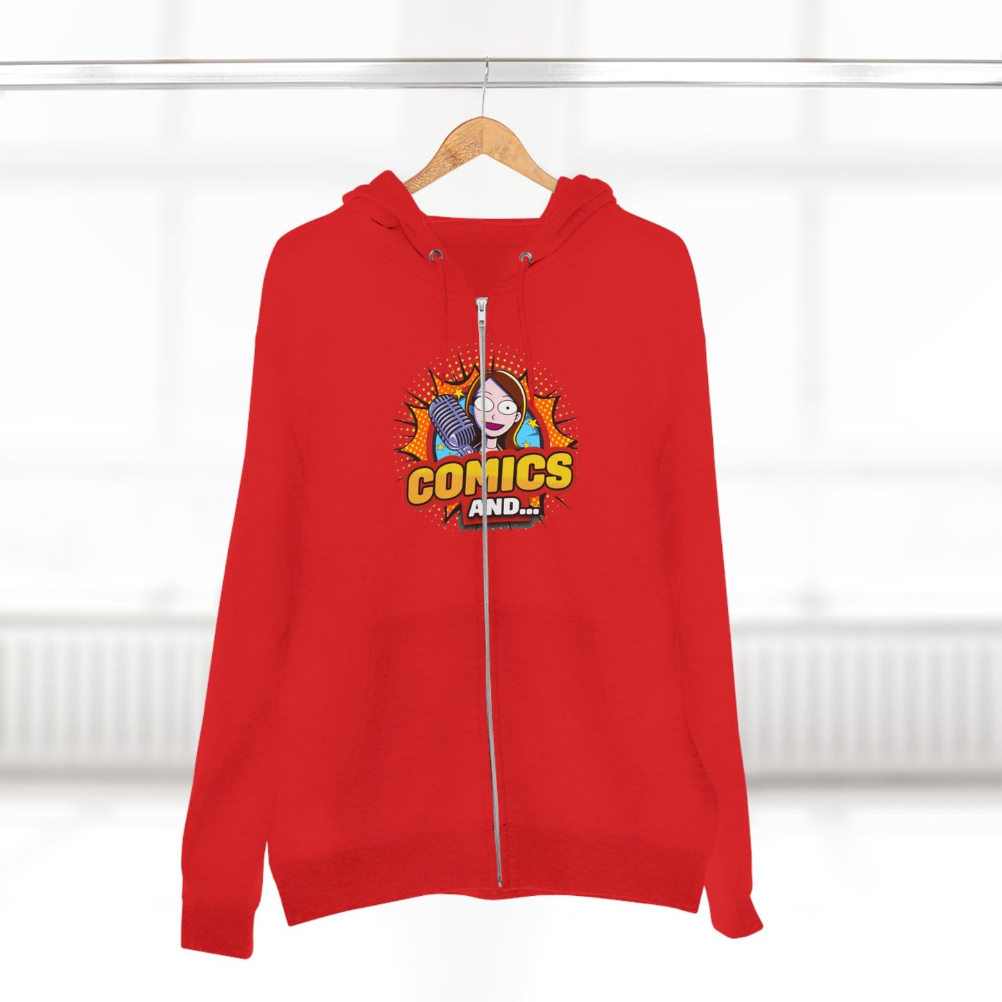 COMICS AND Official Unisex Zip Hoodie, YouTuber Merch, Hooded Sweatshirt, Zip-Up Jacket, Comic Book Lover Gift