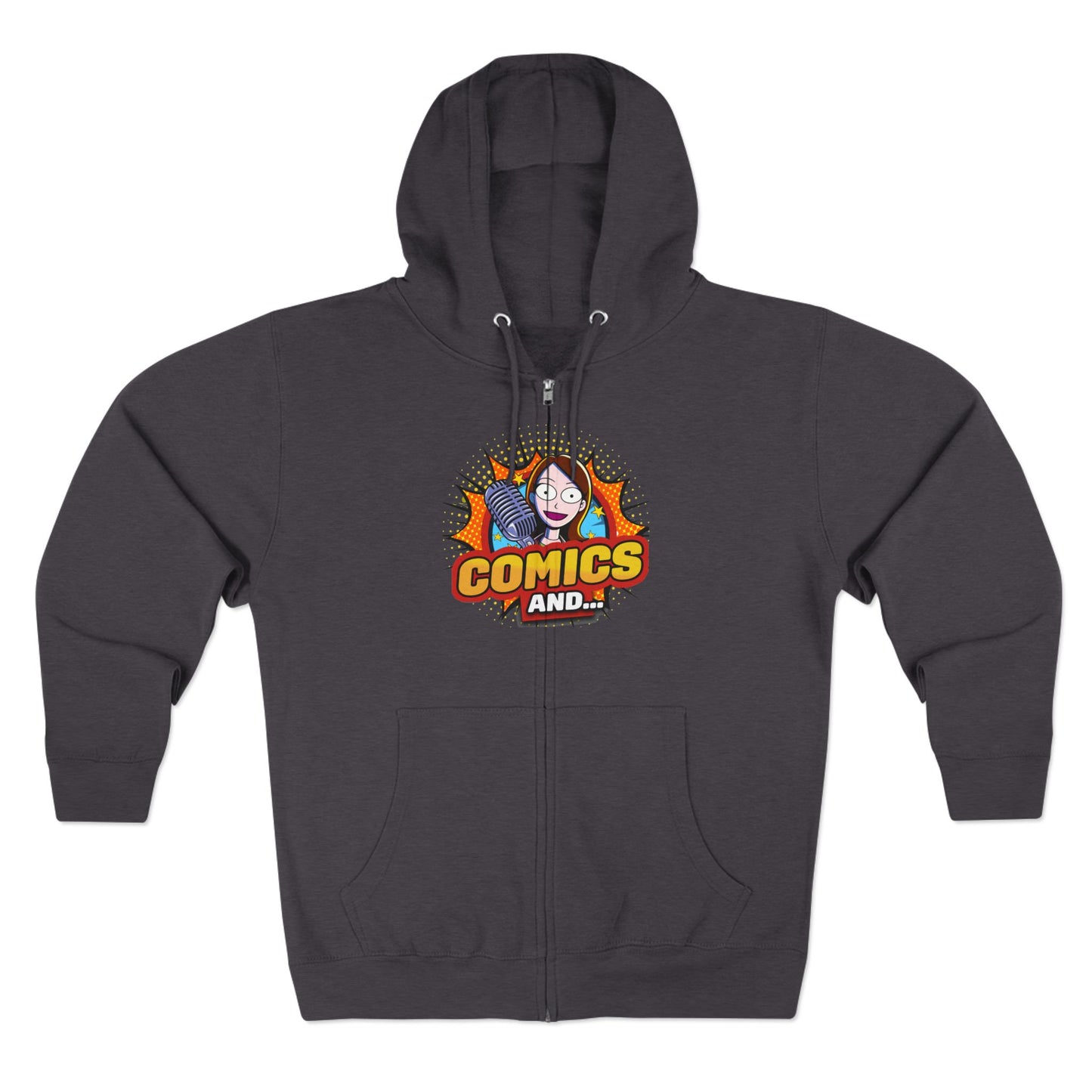 COMICS AND Official Unisex Zip Hoodie, YouTuber Merch, Hooded Sweatshirt, Zip-Up Jacket, Comic Book Lover Gift