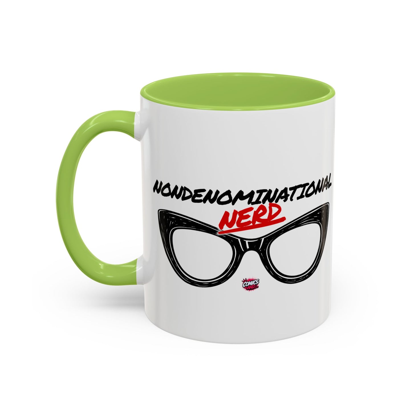 Nondenominational Nerd Mug, Funny Geek Coffee Cup, Comic Book Lover Gift, Nerdy Fandom Mug, Comics And Merch - Color Rim Option