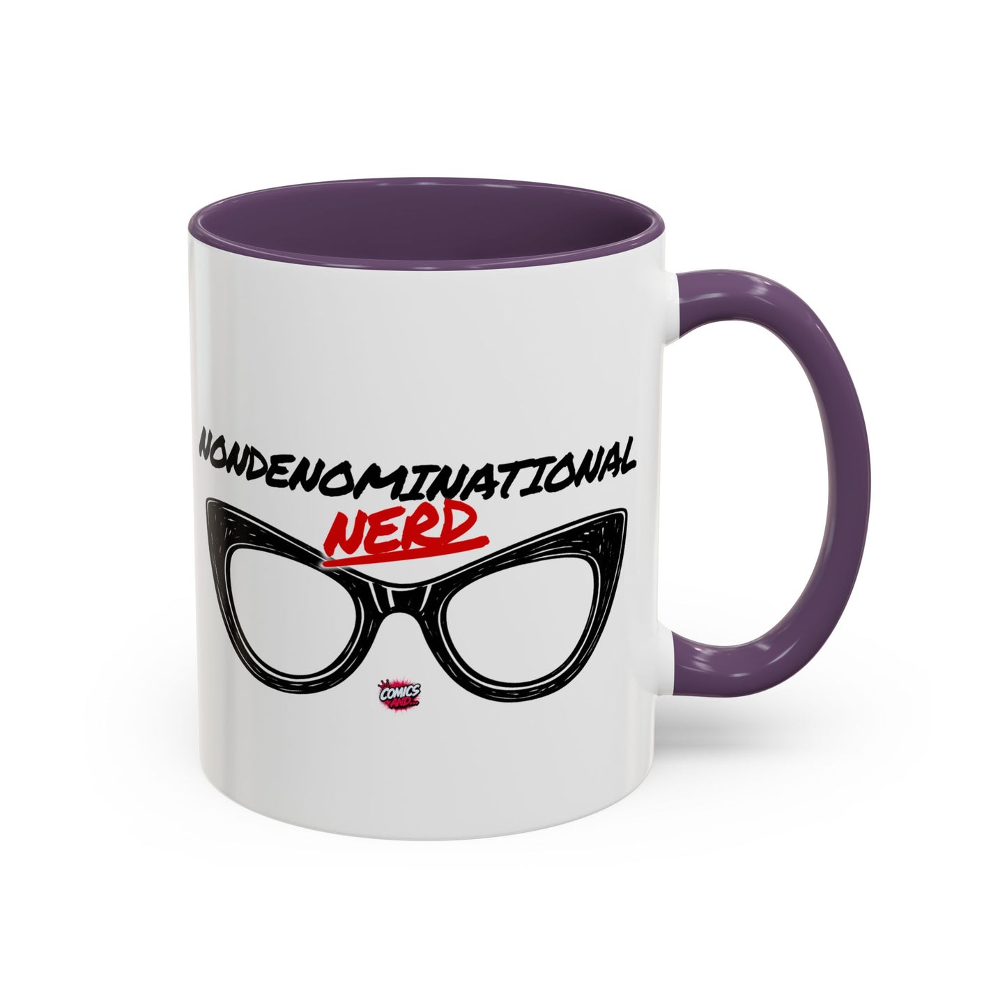 Nondenominational Nerd Mug, Funny Geek Coffee Cup, Comic Book Lover Gift, Nerdy Fandom Mug, Comics And Merch - Color Rim Option