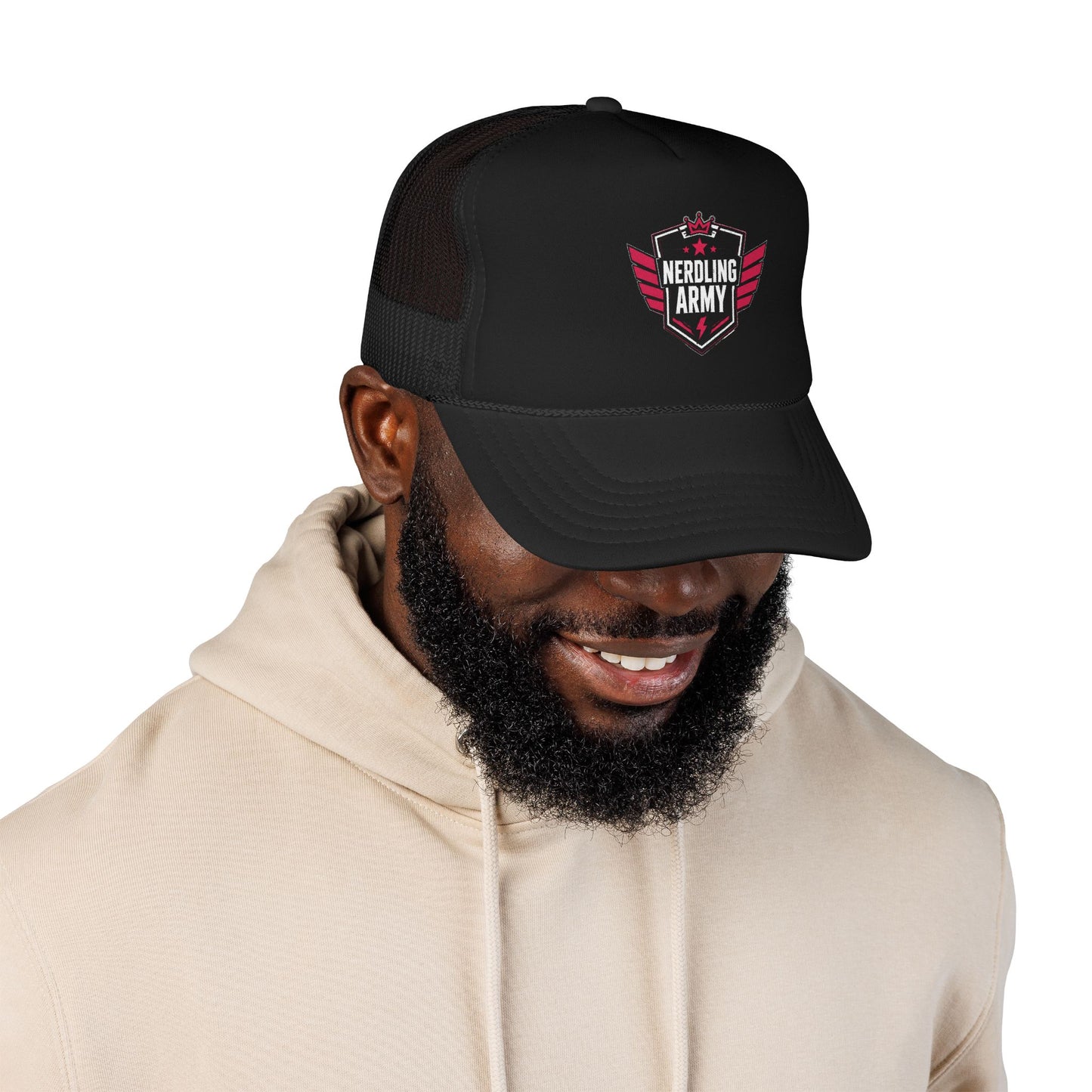 Nerdling Army Vintage Trucker Hat | Official Nerdling Army Crest Cap | Foam Snapback | Geek & Comic Fan Apparel