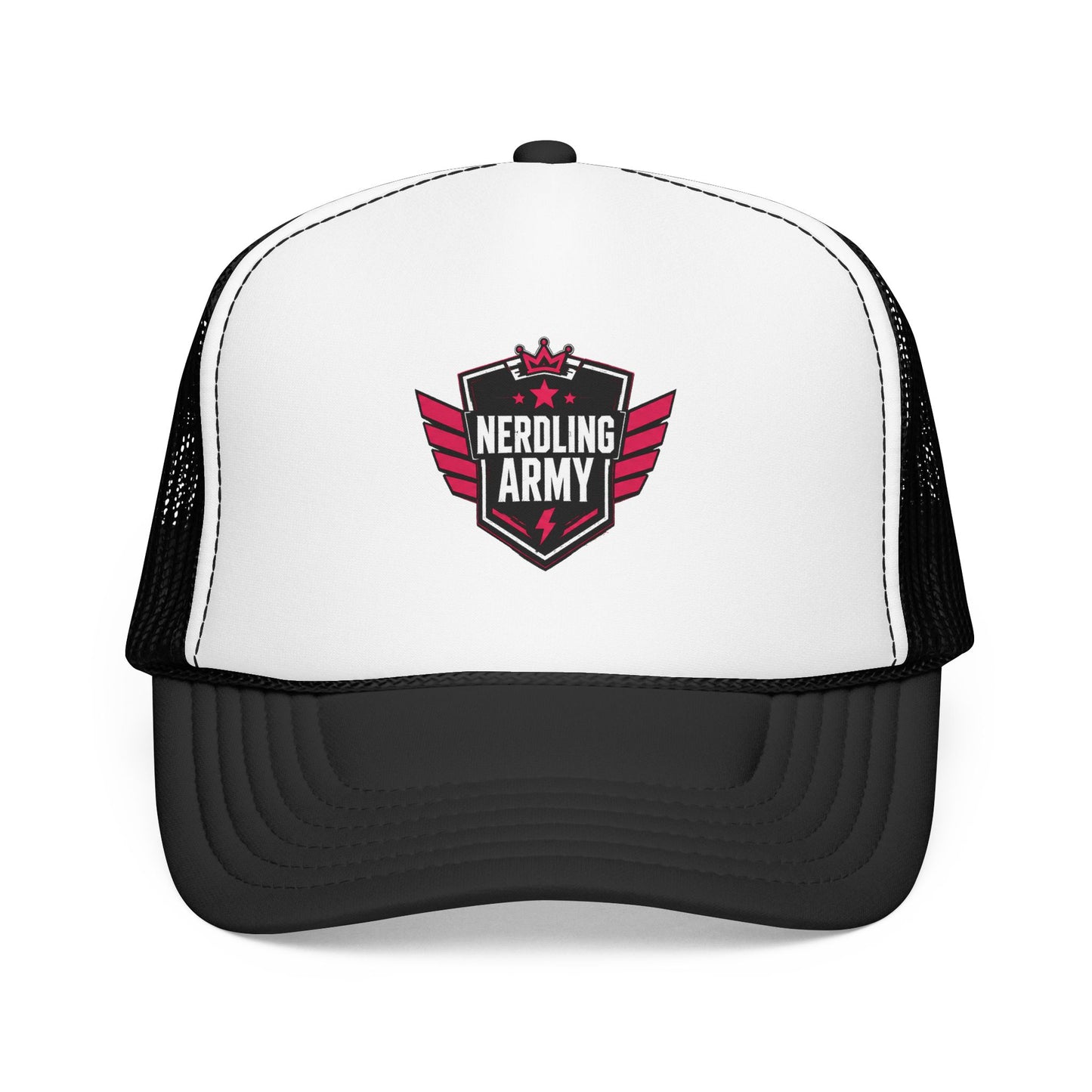 Nerdling Army Vintage Trucker Hat | Official Nerdling Army Crest Cap | Foam Snapback | Geek & Comic Fan Apparel